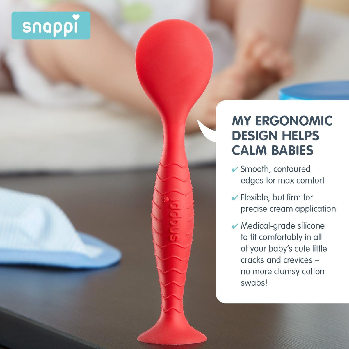 Ergo Brush Diaper Cream Applicator for a, Cotton White, Size No Size