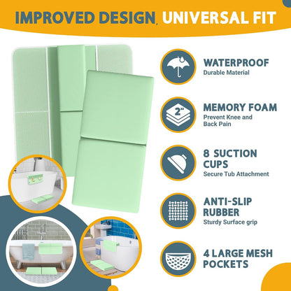 Memory Foam Bath Kneeler and Elbow Rest Pad Set, 2-Inch Thick