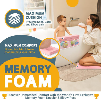 Memory Foam Bath Kneeler and Elbow Rest Pad Set, 2-Inch Thick