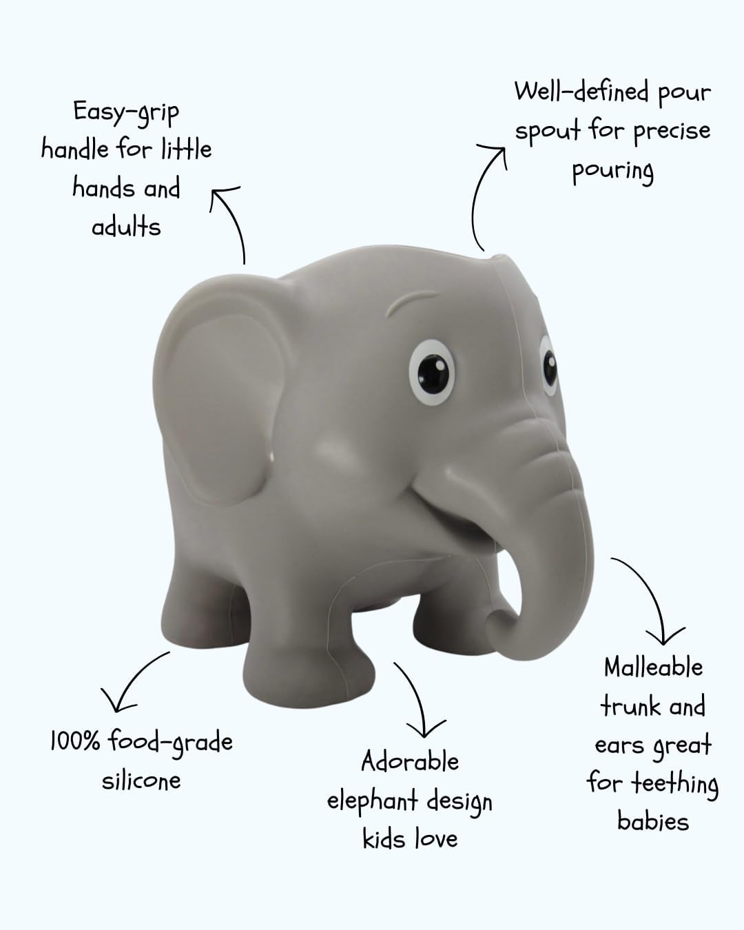 Wa-Zoo Elephant Bath Rinse Cup for Toddlers – Soft Silicone Bath Bucket & Kids Bath Pitcher for Shampoo Rinsing, Bath Time Pouring, Pool, Beach & Water Play