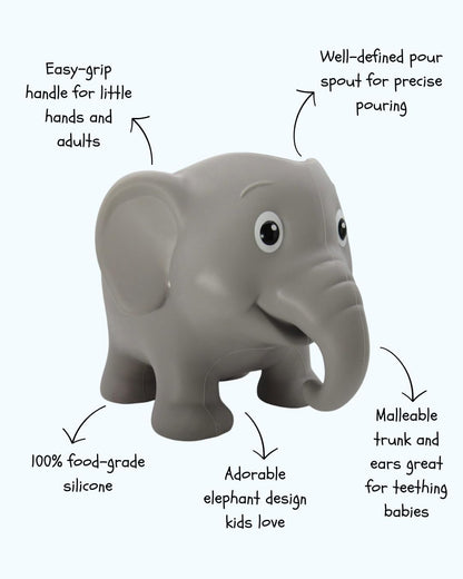 Wa-Zoo Elephant Bath Rinse Cup for Toddlers – Soft Silicone Bath Bucket & Kids Bath Pitcher for Shampoo Rinsing, Bath Time Pouring, Pool, Beach & Water Play