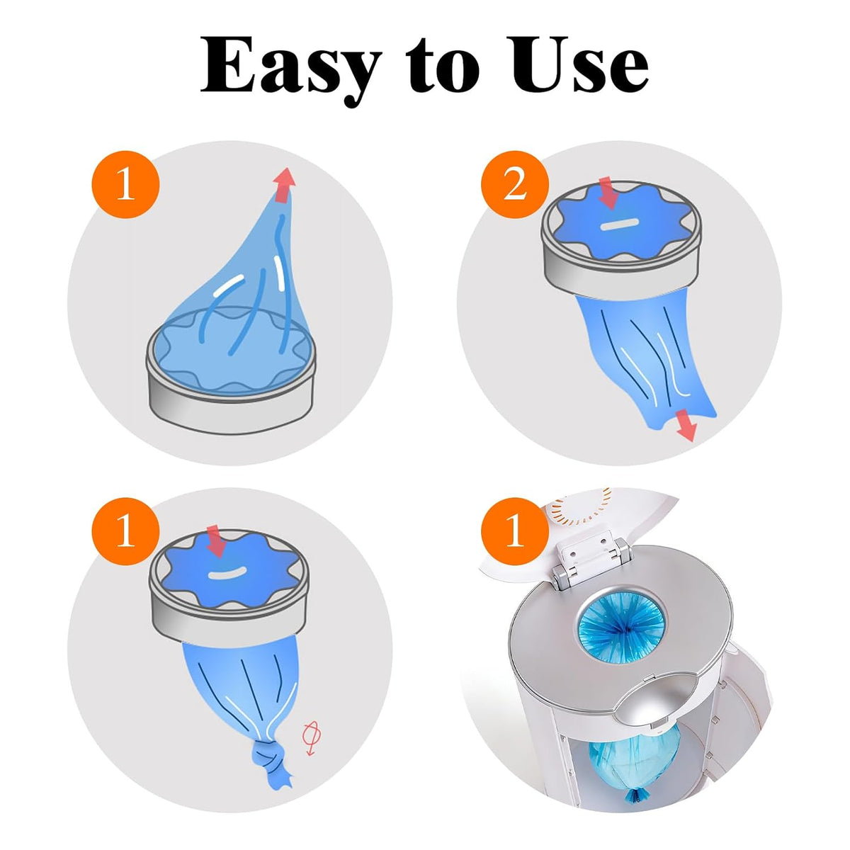 Diaper Pail Refill Bag, Suitable for Genie and Munchkin Diaper Buckets, with Odor Absorption Function, Each Roll Contains 1120 Count