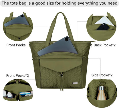 Tote Bag for Women with Water Bottle Pocket Fit for Stanley Cup, Carry On Tote for Work, Nurse, College, Travel