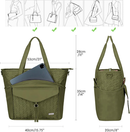 Tote Bag for Women with Water Bottle Pocket Fit for Stanley Cup, Carry On Tote for Work, Nurse, College, Travel