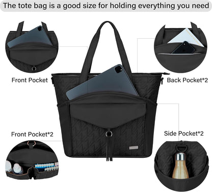 Tote Bag for Women with Water Bottle Pocket Fit for Stanley Cup, Carry On Tote for Work, Nurse, College, Travel