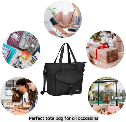 Tote Bag for Women with Water Bottle Pocket Fit for Stanley Cup, Carry On Tote for Work, Nurse, College, Travel