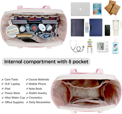 Tote Bag for Women with Water Bottle Pocket Fit for Stanley Cup, Carry On Tote for Work, Nurse, College, Travel