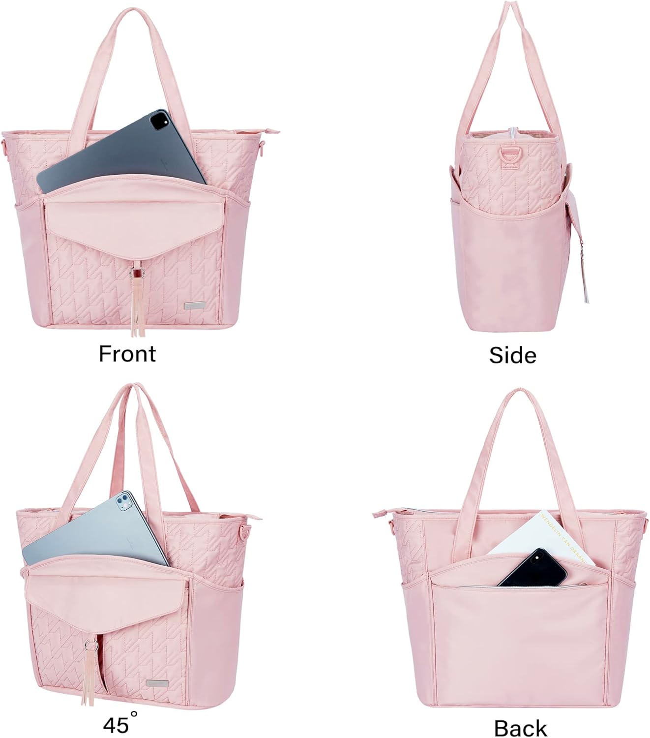 Tote Bag for Women with Water Bottle Pocket Fit for Stanley Cup, Carry On Tote for Work, Nurse, College, Travel