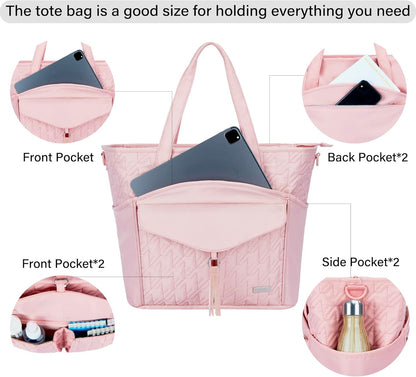 Tote Bag for Women with Water Bottle Pocket Fit for Stanley Cup, Carry On Tote for Work, Nurse, College, Travel