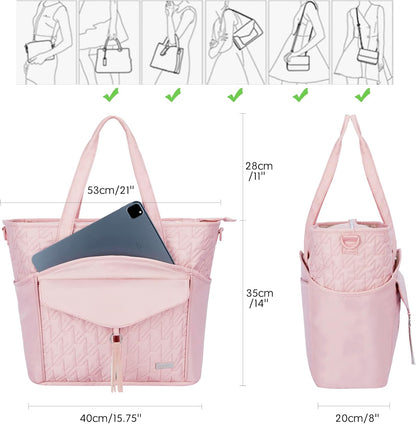 Tote Bag for Women with Water Bottle Pocket Fit for Stanley Cup, Carry On Tote for Work, Nurse, College, Travel