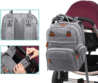 Diaper Bag Backpack Travel Baby Diaper Bag, Insulated Bottle Holders & Pacifier Case, Large Capacity (Light Gray)