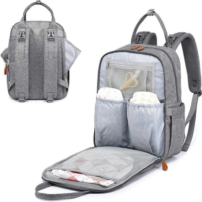 Diaper Bag Backpack Travel Baby Diaper Bag, Insulated Bottle Holders & Pacifier Case, Large Capacity (Light Gray)