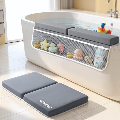 Baby Bath Kneeler & Elbow Pad Set, 1.5" Thick Memory Foam Bath Mat