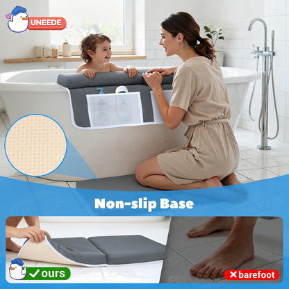 Baby Bath Kneeler & Elbow Pad Set, 1.5" Thick Memory Foam Bath Mat