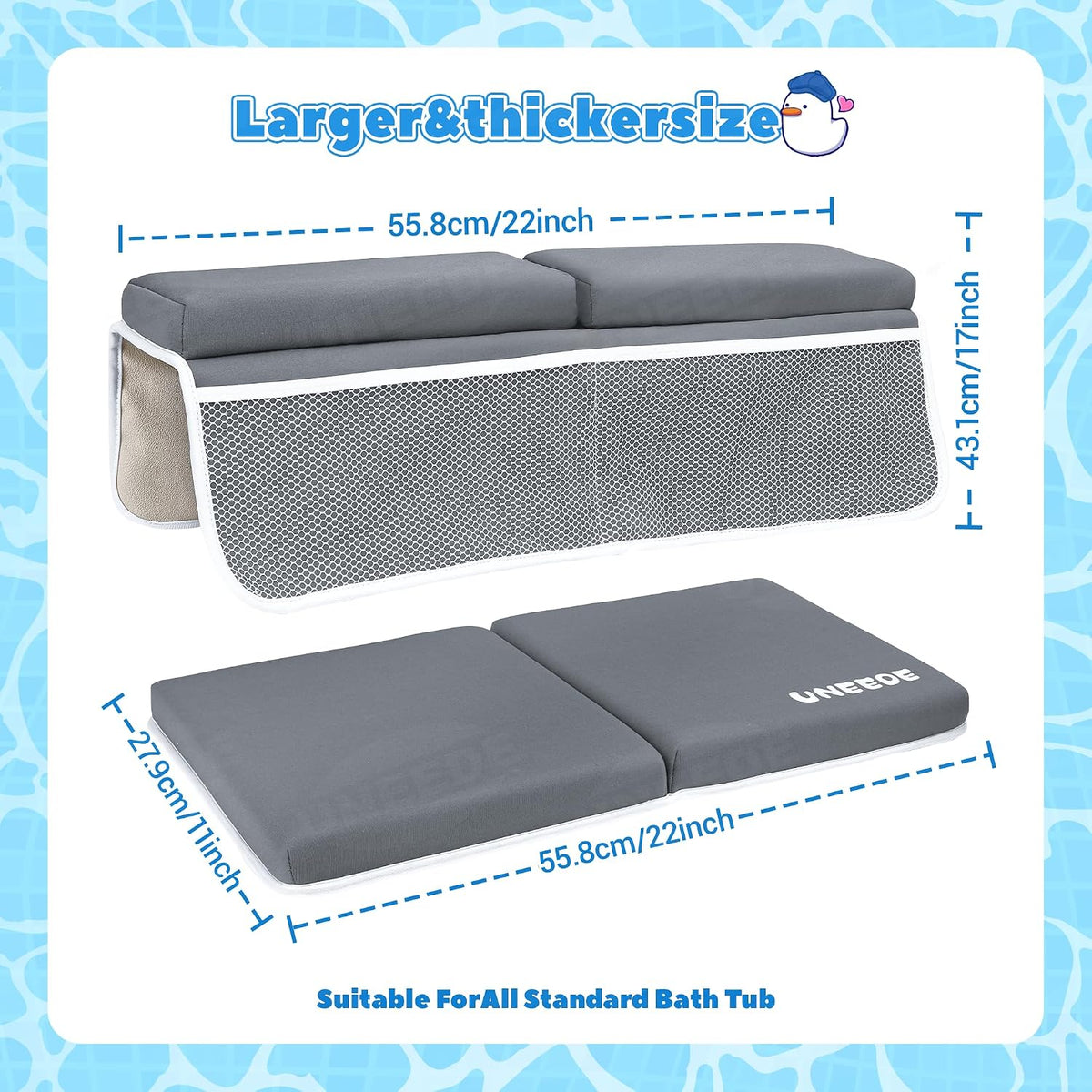 Baby Bath Kneeler & Elbow Pad Set, 1.5" Thick Memory Foam Bath Mat