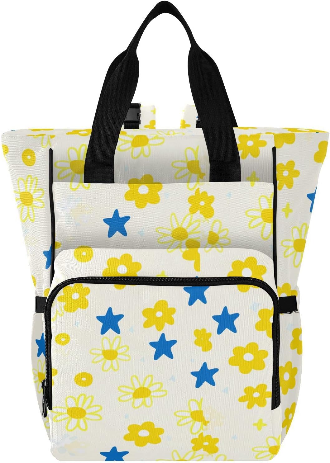 Diaper Bag Backpack, Multifunction Travel Bag for Moms Dads, Baby Changing Bag with Insulted Pockets, Stroller Straps and Side Bottle Pockets Cute Floral Pattern
