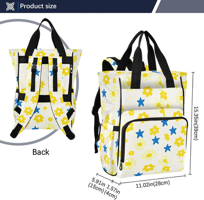 Diaper Bag Backpack, Multifunction Travel Bag for Moms Dads, Baby Changing Bag with Insulted Pockets, Stroller Straps and Side Bottle Pockets Cute Floral Pattern