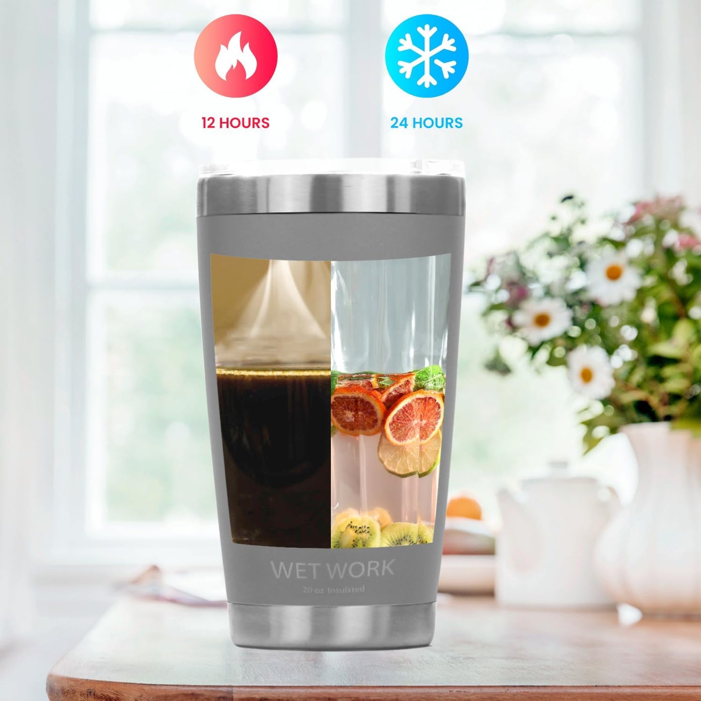 Double Wall Tumbler 20 oz Made from Durable Stainless Steel for Hot and Cold Drinks - Insulated Travel Mug for Coffee Tea Wine with Leak Proof Lid for Travel Hiking Camping Gifts - Graphite