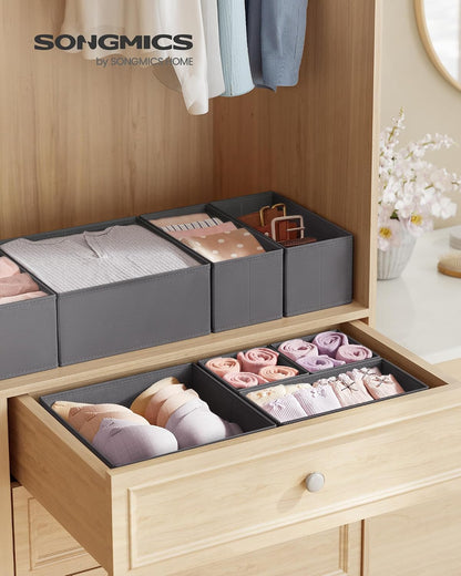 SONGMICS Drawer Organizers, Set of 12, Foldable Fabric Storage Boxes