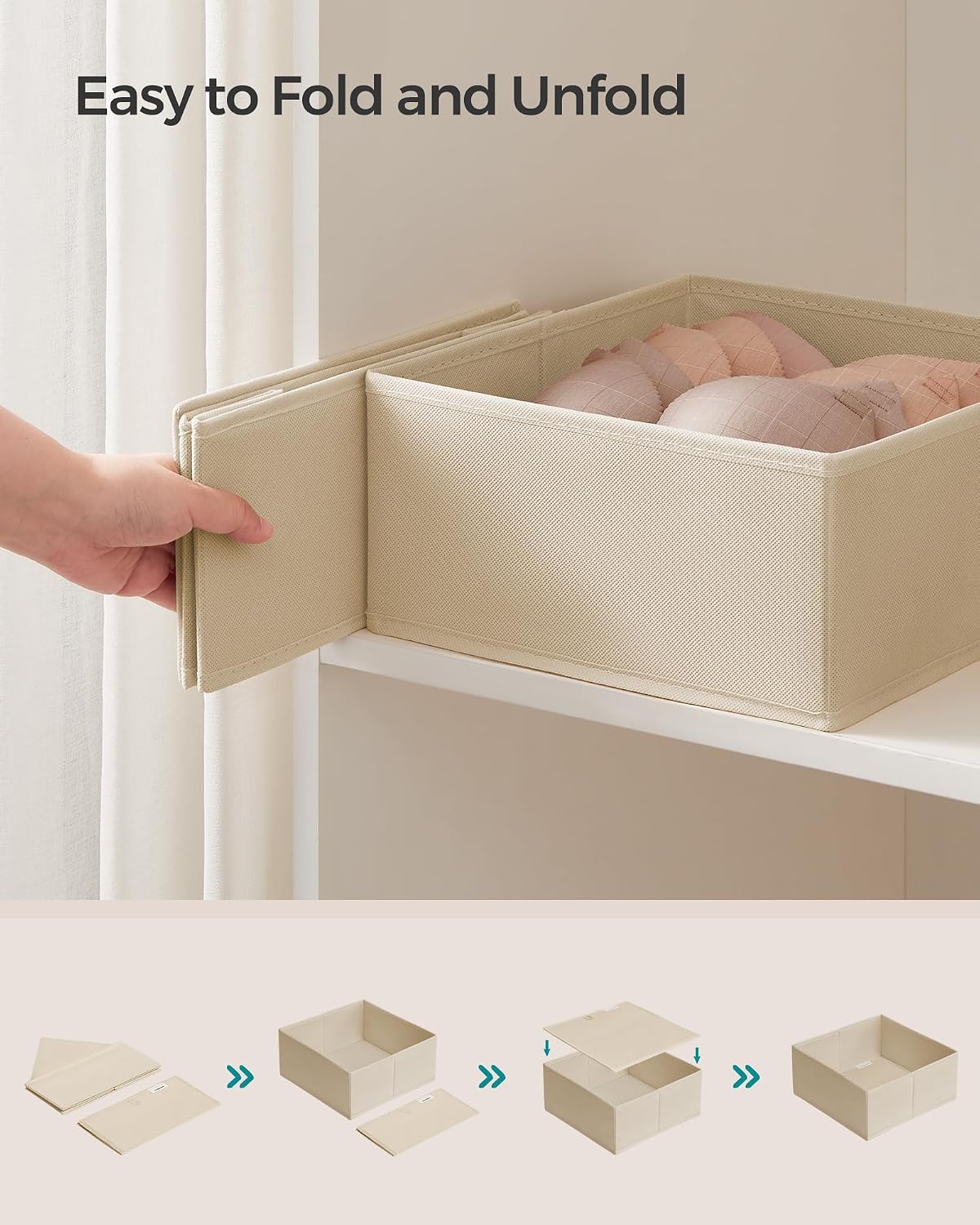 SONGMICS Drawer Organizers, Set of 12, Foldable Fabric Storage Boxes