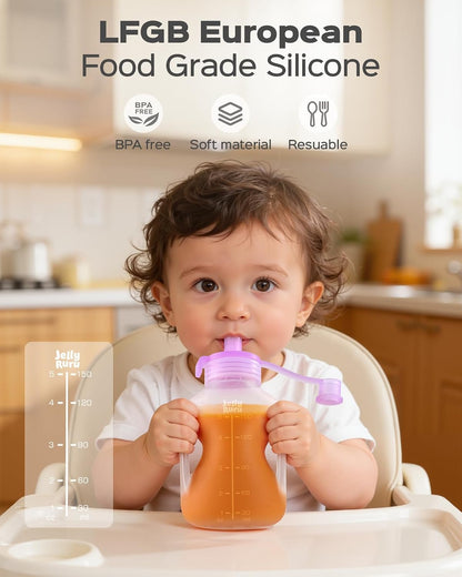 Silicone Reusable Baby Food Pouches, 5oz Squeeze Pouch, 2 Pack