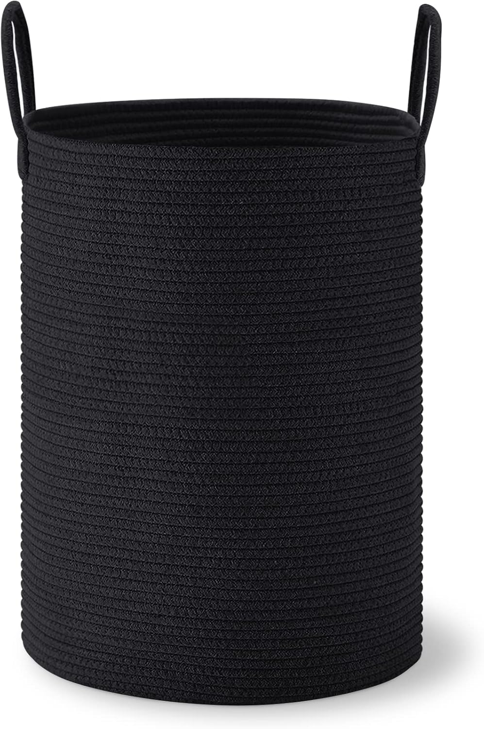 58L Tall Woven Laundry Basket Hamper, White Brown