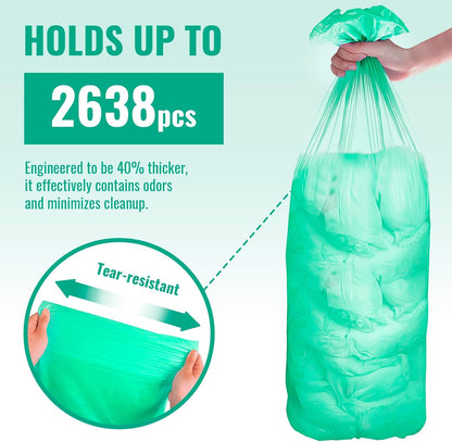 Compatible with Diaper Dekor CLASSIC Diaper Pail Refills | 2 Pack Continuous Long-Roll Liners | Lemon Scented Odor-Control Incontinence Disposal Bags | Leak-Resistant Durable Design