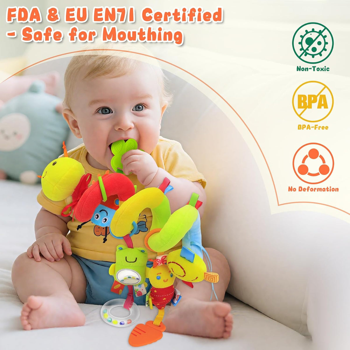 Spiral Car Seat Hanging Toys for Infants, 0-6 Months