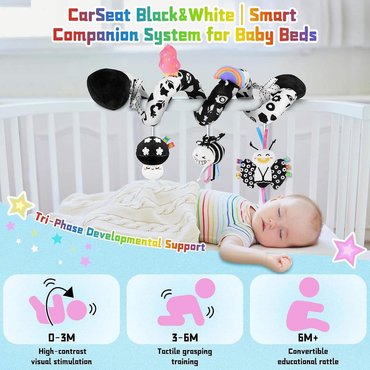 Spiral Car Seat Hanging Toys for Infants, 0-6 Months
