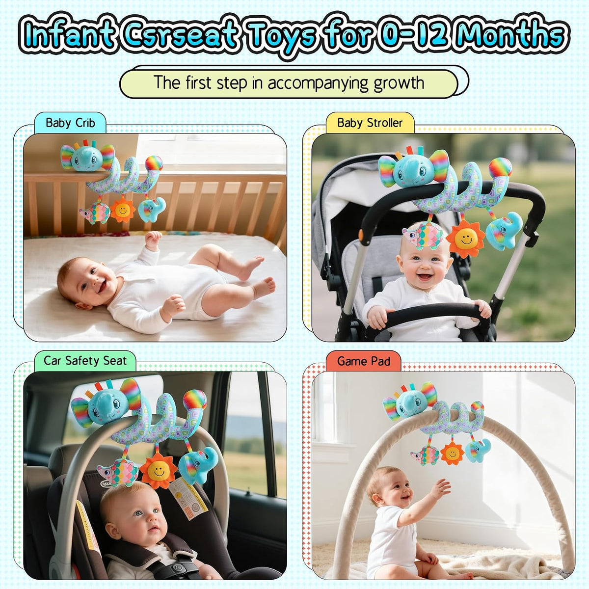 Spiral Car Seat Hanging Toys for Infants, 0-6 Months