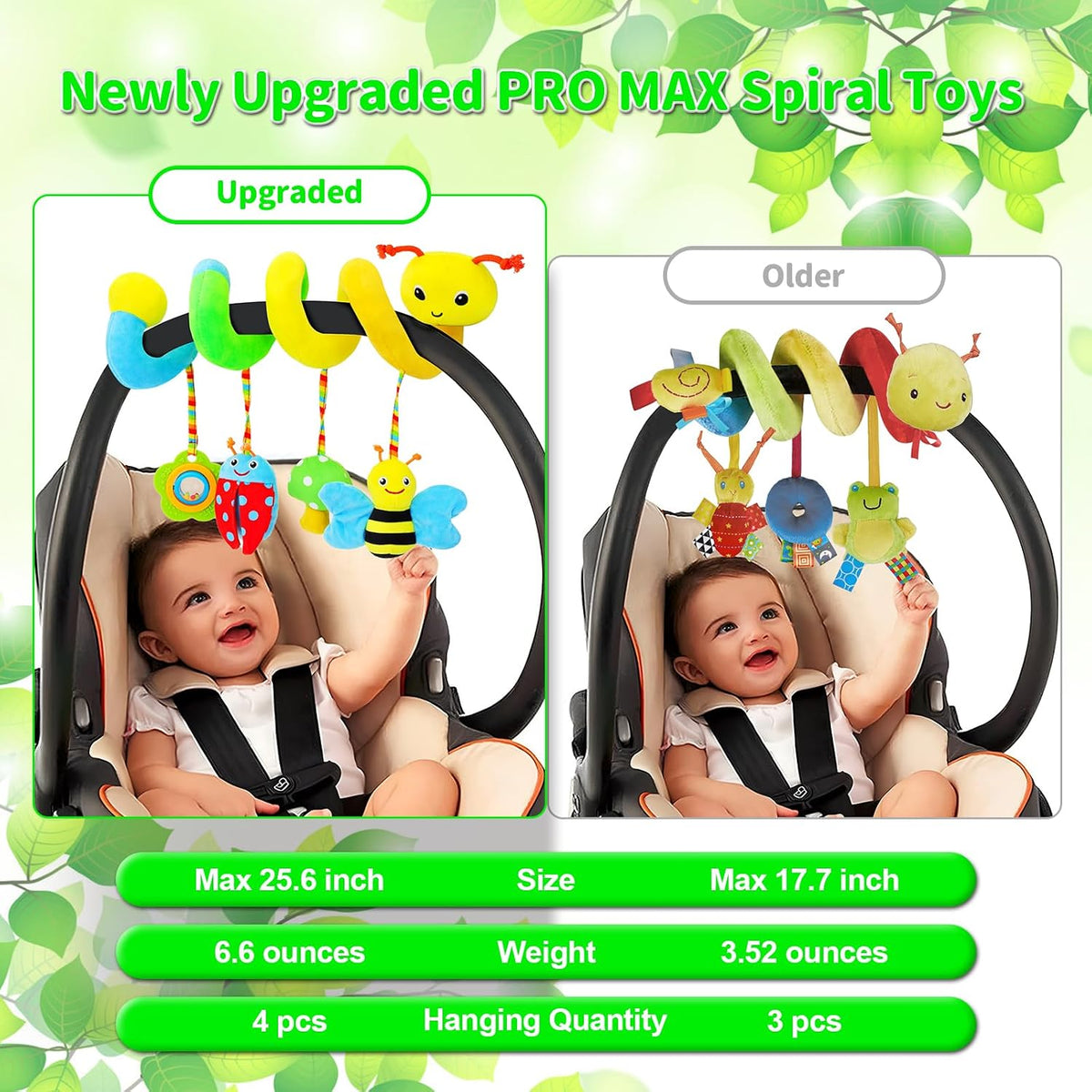 Spiral Car Seat Hanging Toys for Infants, 0-6 Months