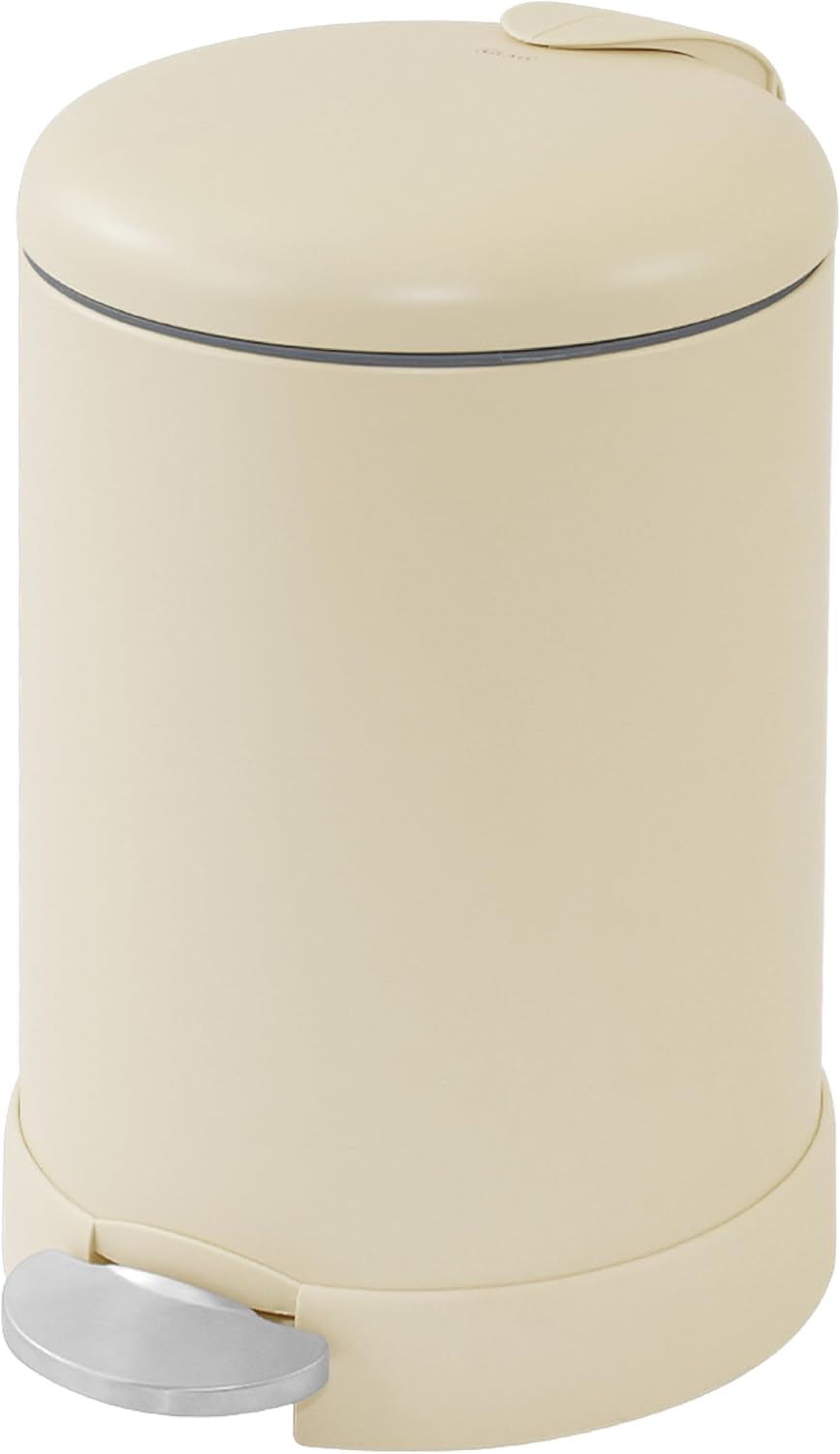 Glad Small Trash Can, 1.2 Gallon | Round Stainless Steel Garbage Bin with Soft Close Lid & Step Foot Pedal | Metal Waste Basket with Removable Inner Bucket, Stainless, 8 x 9.5 x 12 inches