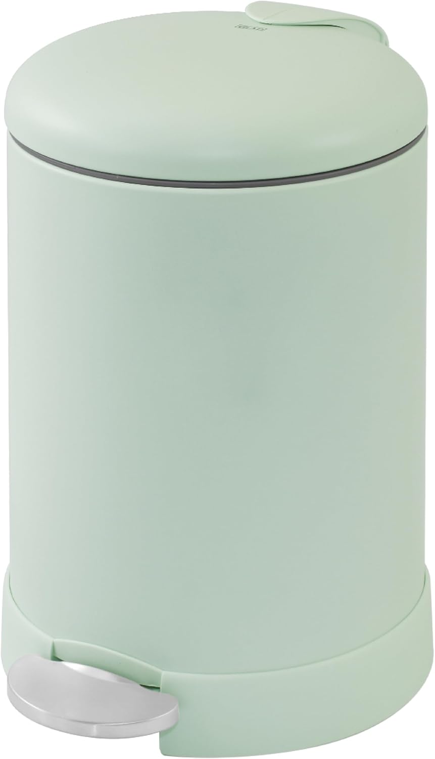 Glad Small Trash Can, 1.2 Gallon | Round Stainless Steel Garbage Bin with Soft Close Lid & Step Foot Pedal | Metal Waste Basket with Removable Inner Bucket, Stainless, 8 x 9.5 x 12 inches