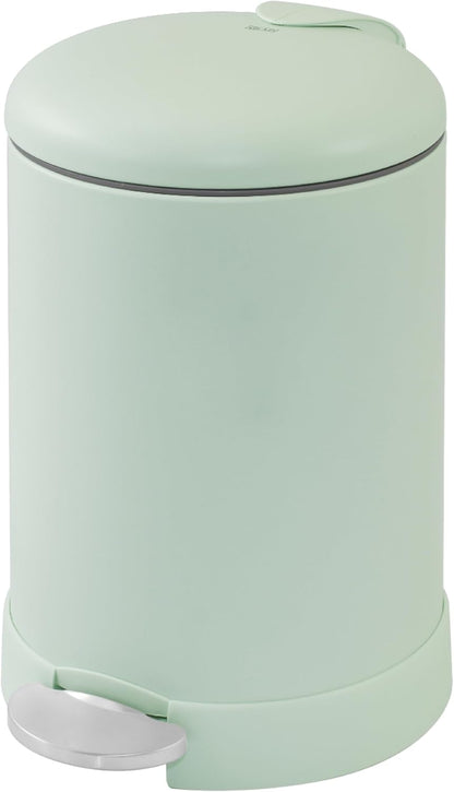 Glad Small Trash Can, 1.2 Gallon | Round Stainless Steel Garbage Bin with Soft Close Lid & Step Foot Pedal | Metal Waste Basket with Removable Inner Bucket, Stainless, 8 x 9.5 x 12 inches