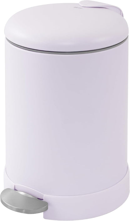 Glad Small Trash Can, 1.2 Gallon | Round Stainless Steel Garbage Bin with Soft Close Lid & Step Foot Pedal | Metal Waste Basket with Removable Inner Bucket, Stainless, 8 x 9.5 x 12 inches