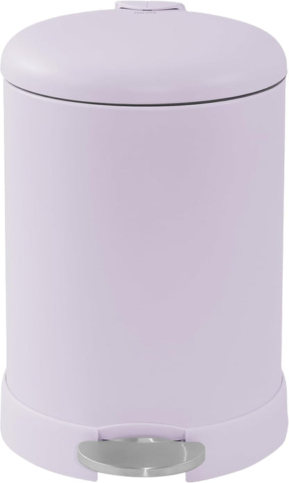 Glad Small Trash Can, 1.2 Gallon | Round Stainless Steel Garbage Bin with Soft Close Lid & Step Foot Pedal | Metal Waste Basket with Removable Inner Bucket, Stainless, 8 x 9.5 x 12 inches