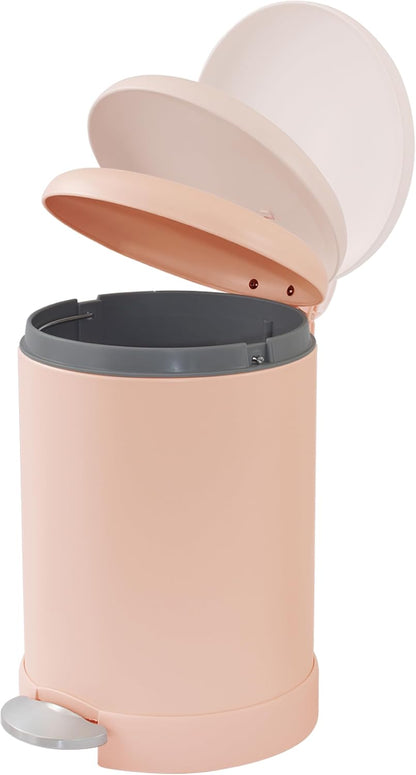 Glad Small Trash Can, 1.2 Gallon | Round Stainless Steel Garbage Bin with Soft Close Lid & Step Foot Pedal | Metal Waste Basket with Removable Inner Bucket, Stainless, 8 x 9.5 x 12 inches