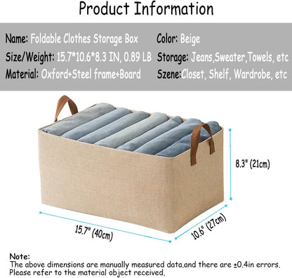 4 Pcs Closet Clothes Organizer with Handle, Closet Shelf Fabric Storage Box Steel Frame, Stackable Shelf Storage Baskets Foldable Wardrobe Storage Box for Clothes Pants, 23L (2 Gray 2 Beige)