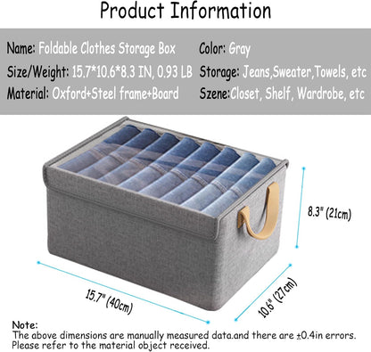4 Pcs Closet Clothes Organizer with Handle, Closet Shelf Fabric Storage Box Steel Frame, Stackable Shelf Storage Baskets Foldable Wardrobe Storage Box for Clothes Pants, 23L (2 Gray 2 Beige)