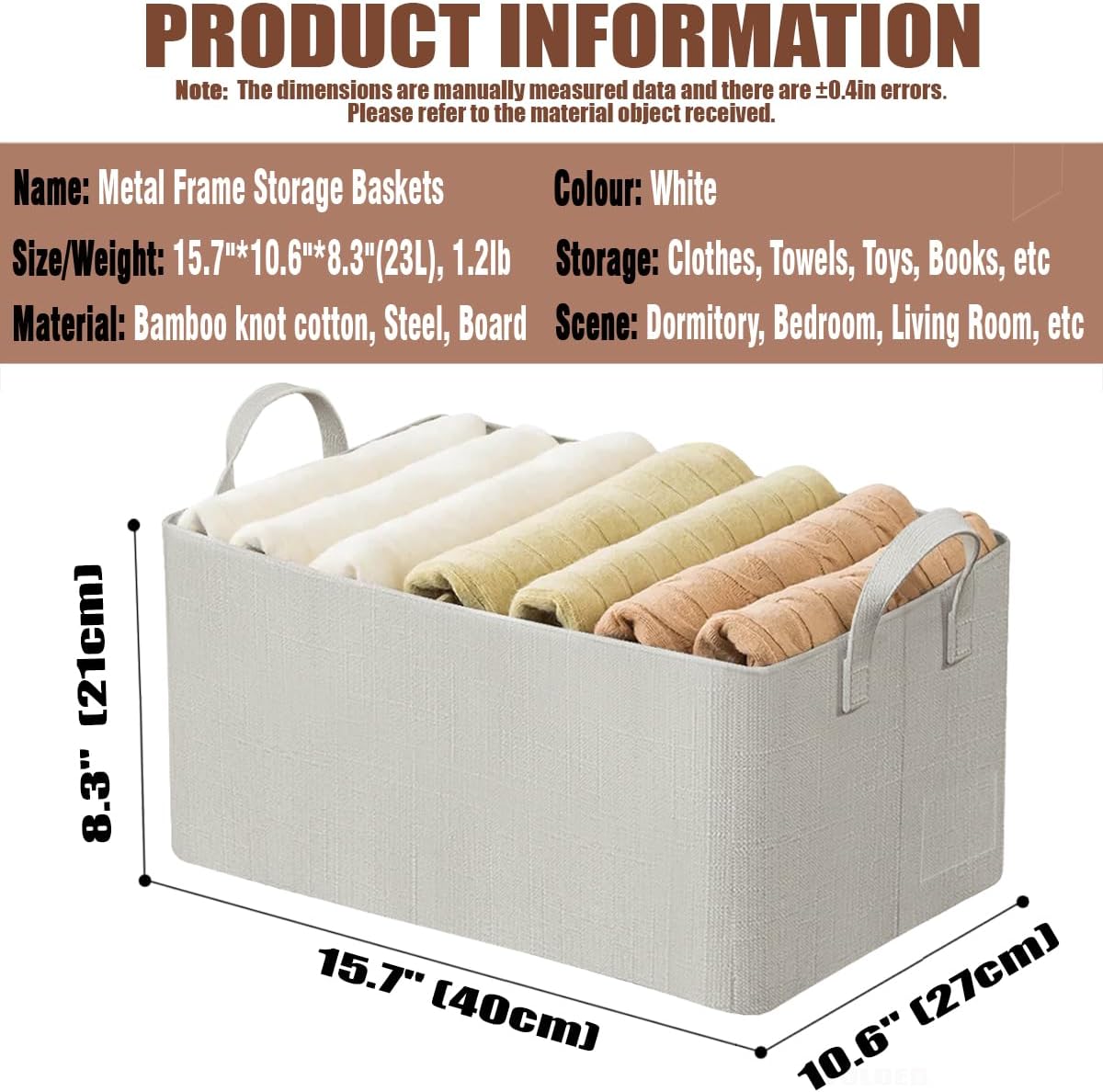 4 Pcs Closet Clothes Organizer with Handle, Closet Shelf Fabric Storage Box Steel Frame, Stackable Shelf Storage Baskets Foldable Wardrobe Storage Box for Clothes Pants, 23L (2 Gray 2 Beige)