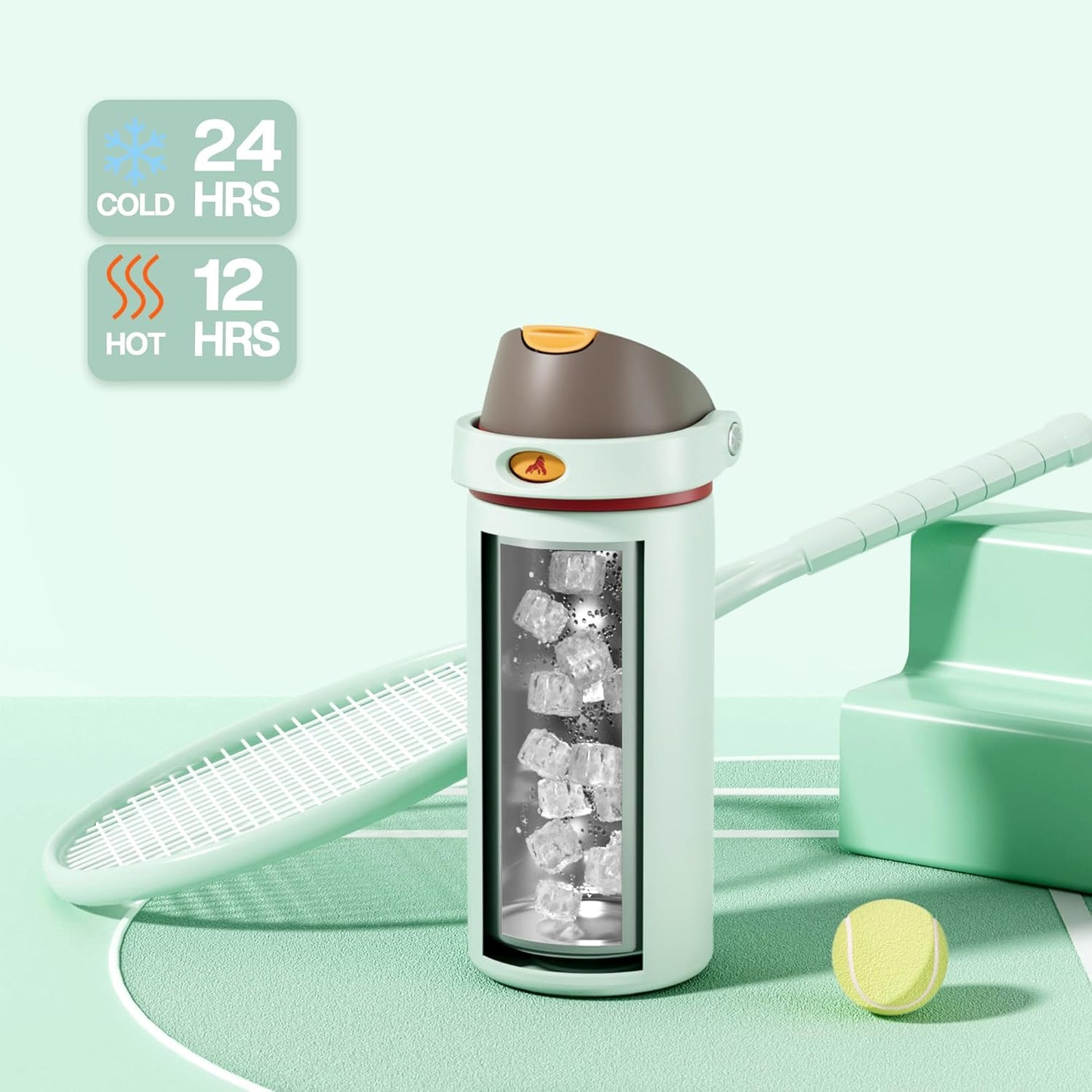 24 oz Travel Water Bottle: 2-in-1 Push-Button Spout & Quick-Flip Straw, Leakproof, Cold 24Hrs, Fits Car Cup Holder, Stainless Steel Cup for Sports, School, Commute, Camping (Mouse's Mischief) - Colors B