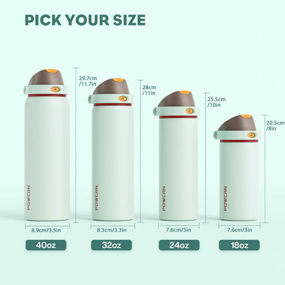 24 oz Travel Water Bottle: 2-in-1 Push-Button Spout & Quick-Flip Straw, Leakproof, Cold 24Hrs, Fits Car Cup Holder, Stainless Steel Cup for Sports, School, Commute, Camping (Mouse's Mischief) - Colors B