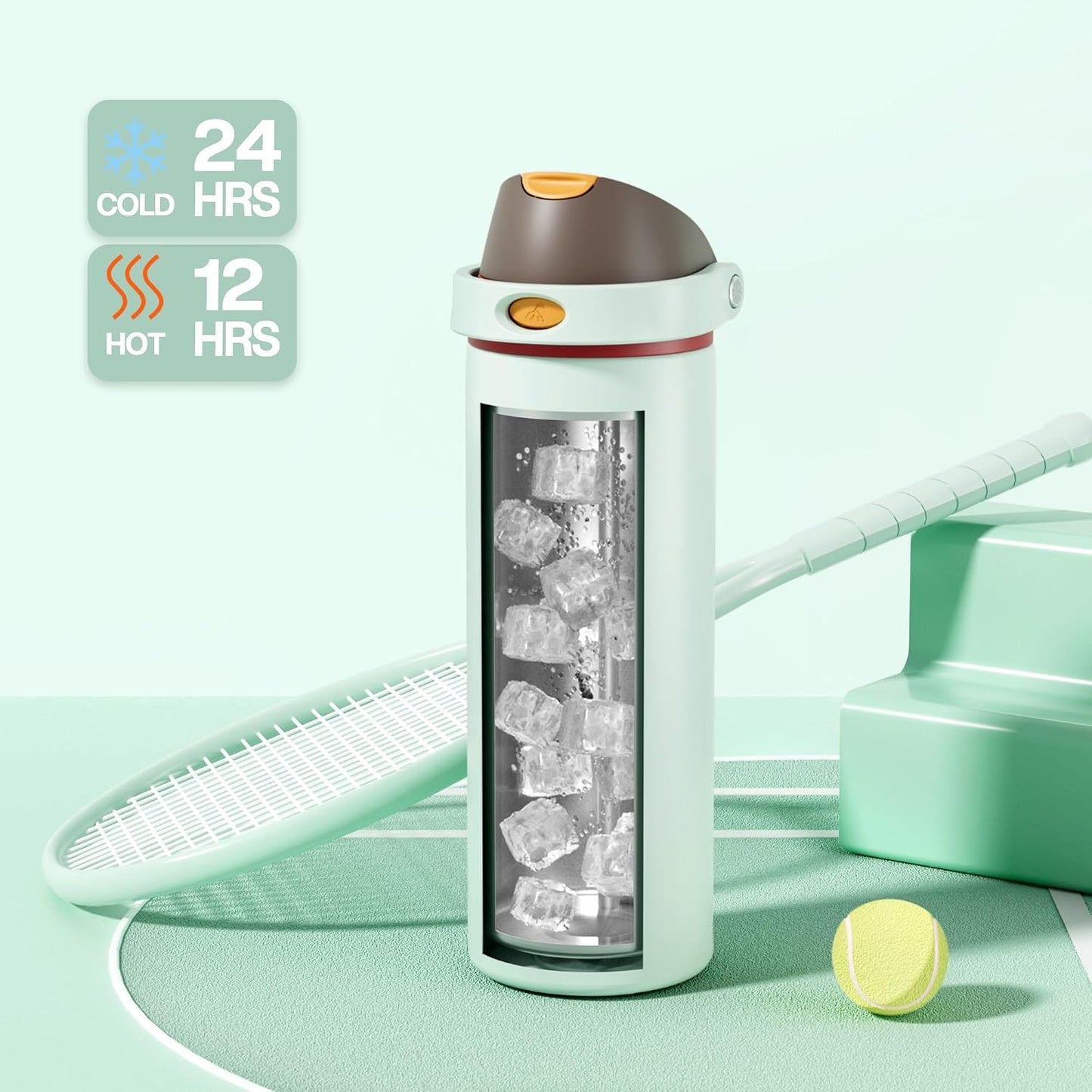 24 oz Travel Water Bottle: 2-in-1 Push-Button Spout & Quick-Flip Straw, Leakproof, Cold 24Hrs, Fits Car Cup Holder, Stainless Steel Cup for Sports, School, Commute, Camping (Mouse's Mischief) - Colors B