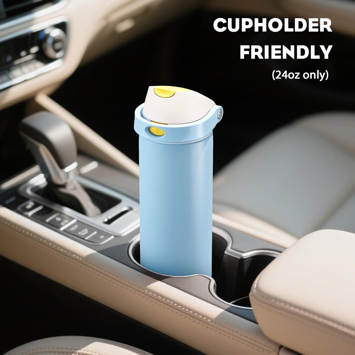 24 oz Travel Water Bottle: 2-in-1 Push-Button Spout & Quick-Flip Straw, Leakproof, Cold 24Hrs, Fits Car Cup Holder, Stainless Steel Cup for Sports, School, Commute, Camping (Mouse's Mischief) - Colors B