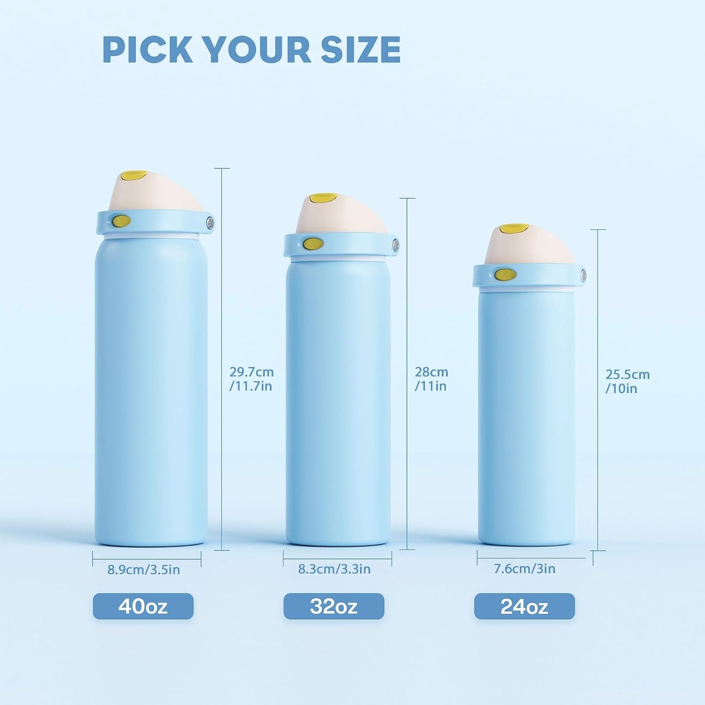 24 oz Travel Water Bottle: 2-in-1 Push-Button Spout & Quick-Flip Straw, Leakproof, Cold 24Hrs, Fits Car Cup Holder, Stainless Steel Cup for Sports, School, Commute, Camping (Mouse's Mischief) - Colors B