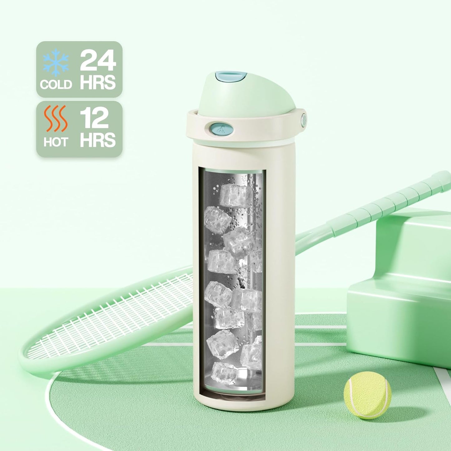 24 oz Travel Water Bottle: 2-in-1 Push-Button Spout & Quick-Flip Straw, Leakproof, Cold 24Hrs, Fits Car Cup Holder, Stainless Steel Cup for Sports, School, Commute, Camping (Mouse's Mischief) - Colors B