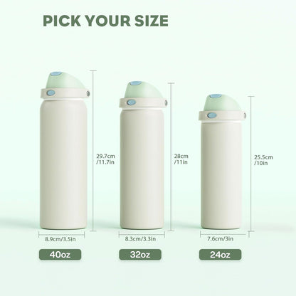 24 oz Travel Water Bottle: 2-in-1 Push-Button Spout & Quick-Flip Straw, Leakproof, Cold 24Hrs, Fits Car Cup Holder, Stainless Steel Cup for Sports, School, Commute, Camping (Mouse's Mischief) - Colors B