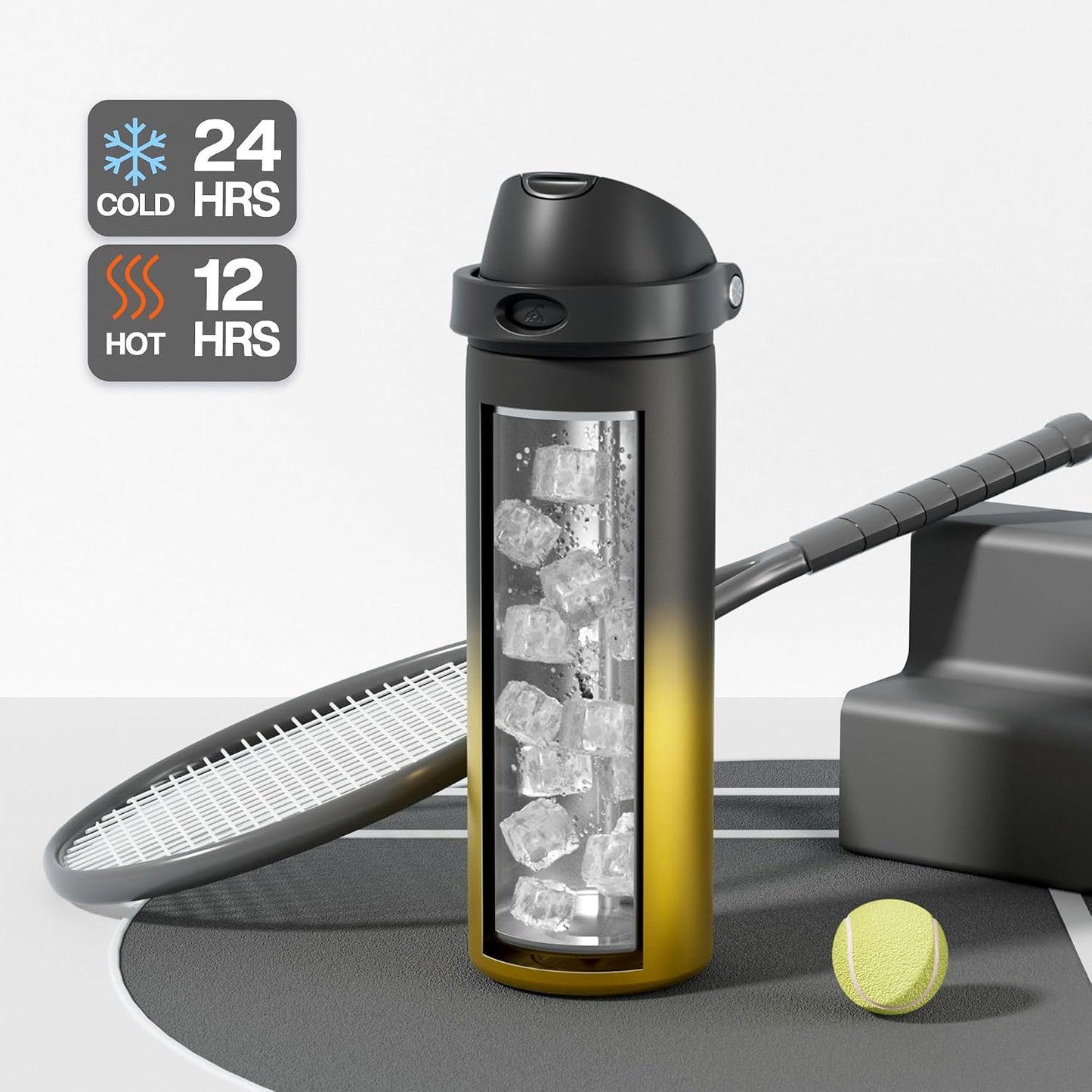 24 oz Travel Water Bottle: 2-in-1 Push-Button Spout & Quick-Flip Straw, Leakproof, Cold 24Hrs, Fits Car Cup Holder, Stainless Steel Cup for Sports, School, Commute, Camping (Mouse's Mischief) - Colors B