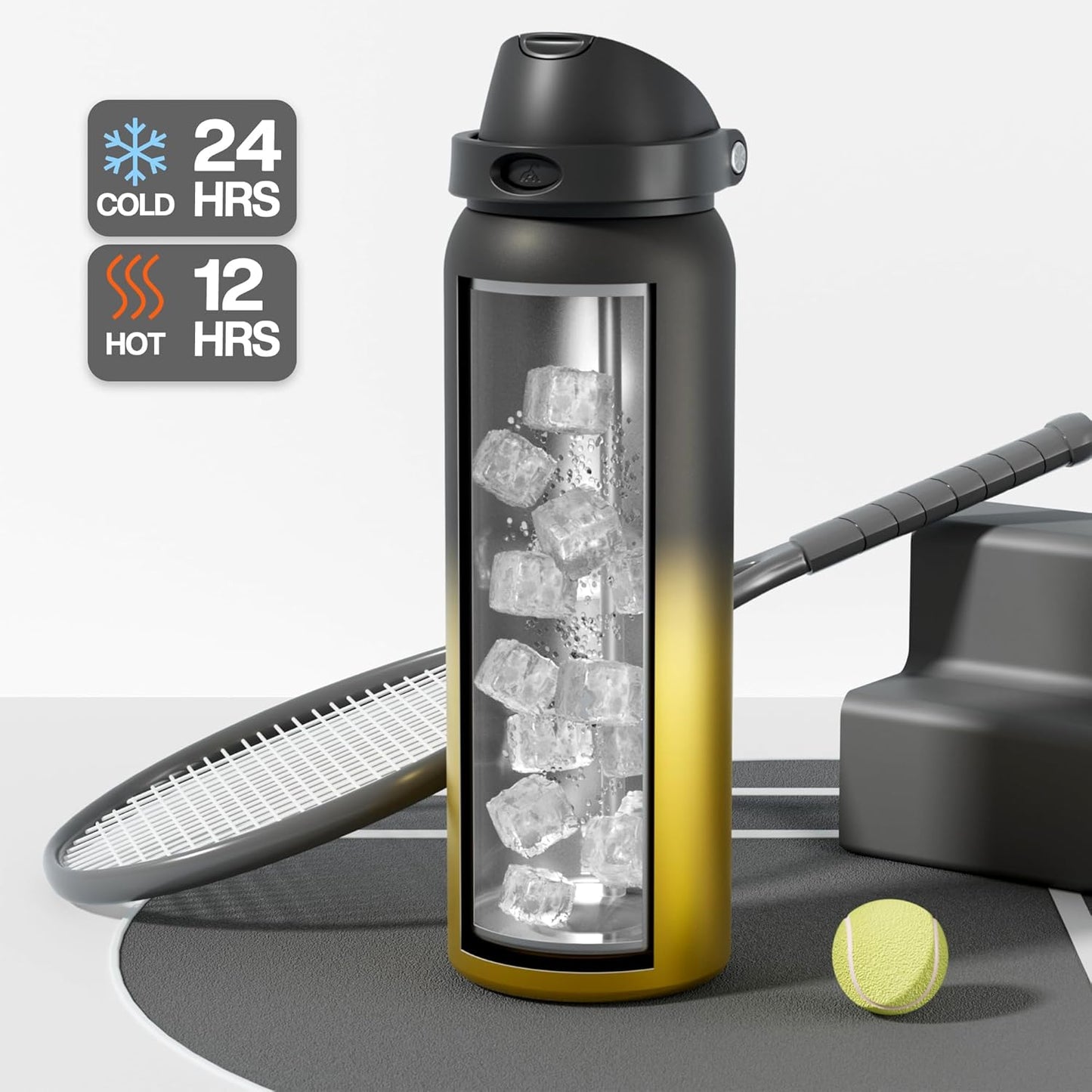 24 oz Travel Water Bottle: 2-in-1 Push-Button Spout & Quick-Flip Straw, Leakproof, Cold 24Hrs, Fits Car Cup Holder, Stainless Steel Cup for Sports, School, Commute, Camping (Mouse's Mischief) - Colors B