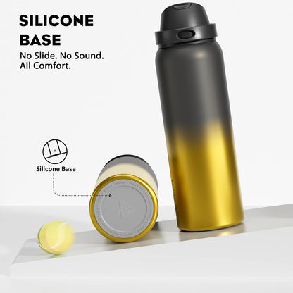 24 oz Travel Water Bottle: 2-in-1 Push-Button Spout & Quick-Flip Straw, Leakproof, Cold 24Hrs, Fits Car Cup Holder, Stainless Steel Cup for Sports, School, Commute, Camping (Mouse's Mischief) - Colors B